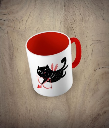 Kubek cupid cat - kot amor czerwony
