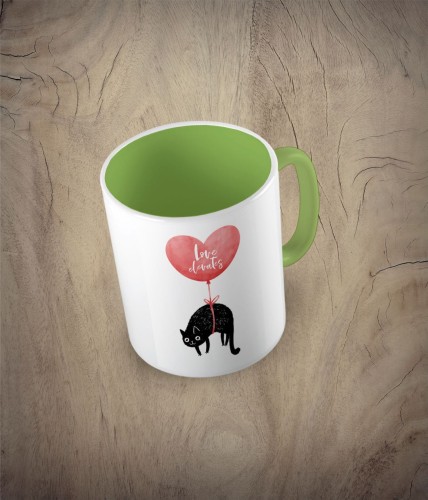 Kubek love elevates - miłość unosi jasnozielony