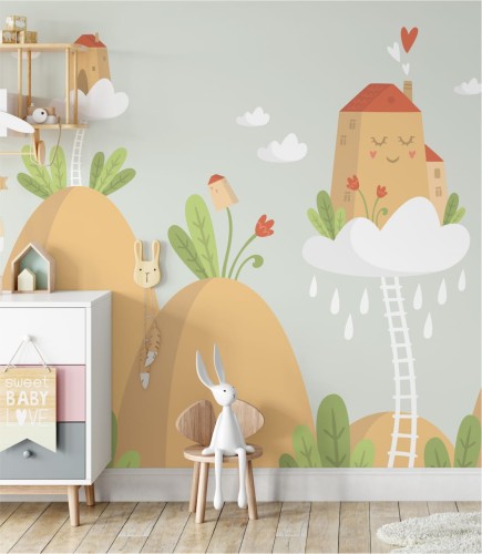 Fototapeta chmurki nad górami - wizualizacja