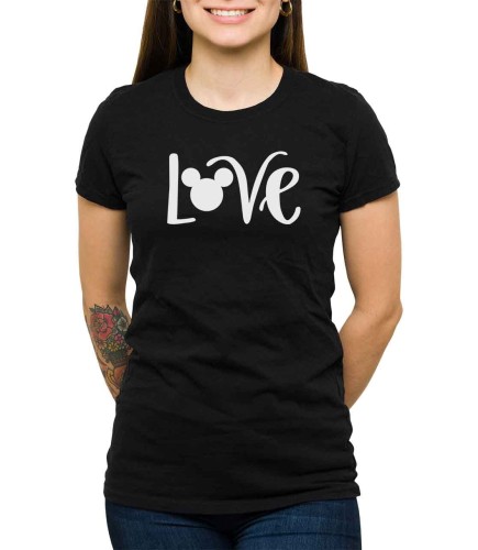 Czarna koszulka damska z napisem Disney LOVE