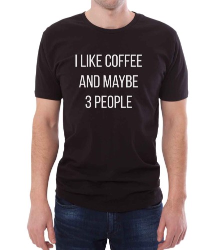 Czarna koszulka męska I loke cofee and maybe 3 people