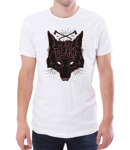 Biała koszulka męska z dzikim wilkiem