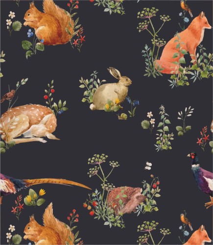 Próbka tapety zwierzęta leśne i rośliny