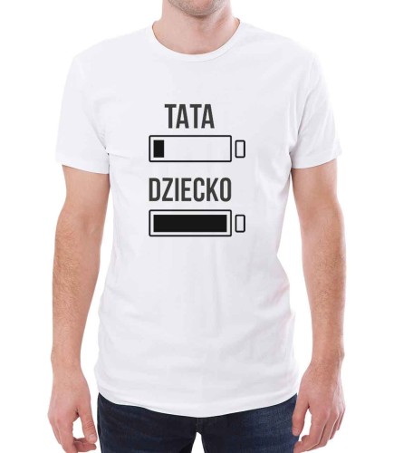 Koszulka bateria taty biała męska