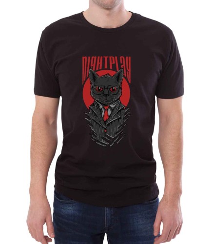 Czarna koszulka męska nocna gra
