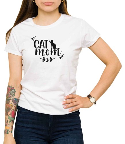 Biała koszulka damska dla kociej mamy
