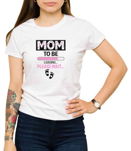 Biała koszulka dla przyszłej mamy - T-shirt ładowanie.