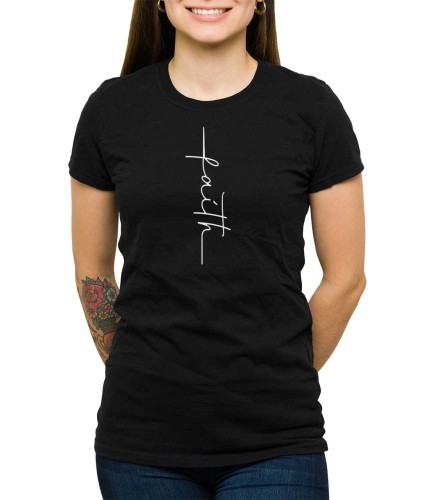 Czarna koszulka damska wiara faith