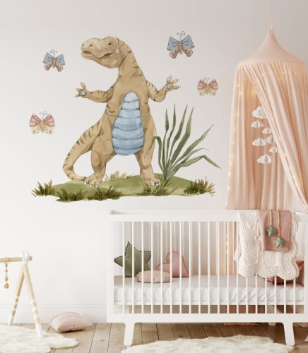 Naklejka na ścianę z najpopularniejszym dinozaurem tyranozaur rex