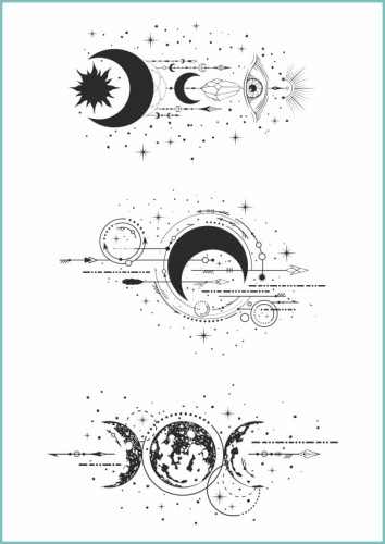 Tatuaże zmywalne przedstawiające fazy księżyca oraz gwiazdy