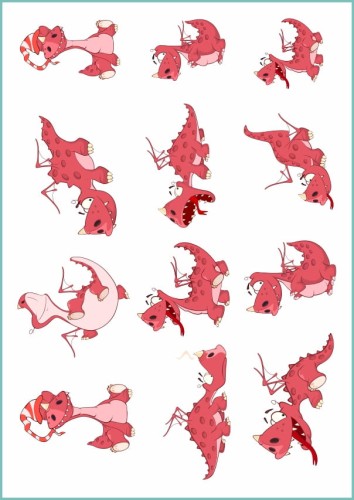 Dziecięce tatuaże zmywalne - zabawne różowe dinozaury przypominające smoka