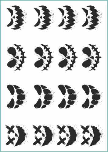 Czarne tatuaże z przerażającymi minami duchów i strachów
