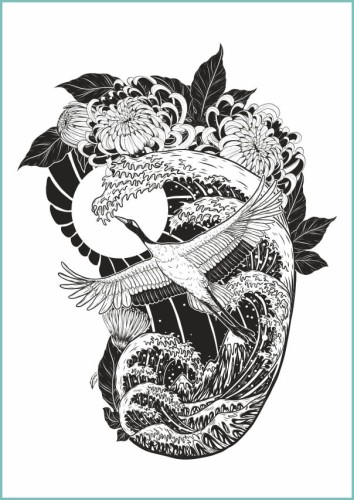 Tatuaże tymczasowe chryzantemy i ptak