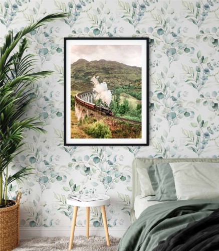 Tapeta - kompozycja zielonych liści i gałązek - wizualizacja