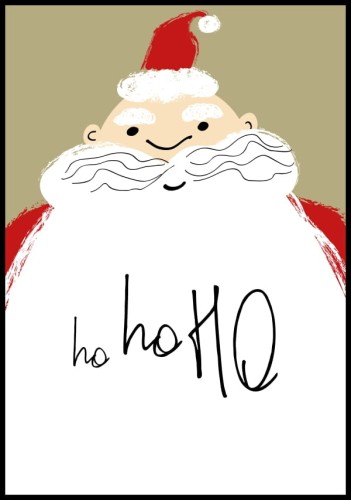 Portret świętego Mikołaja z ogromną białą brodą na plakacie dla dzieci