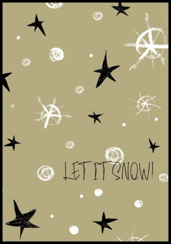 Plakat dziecięcy z stylu skandynawskim przedstawiający rozgwieżdżone niebo z zabawnymi śnieżynkami