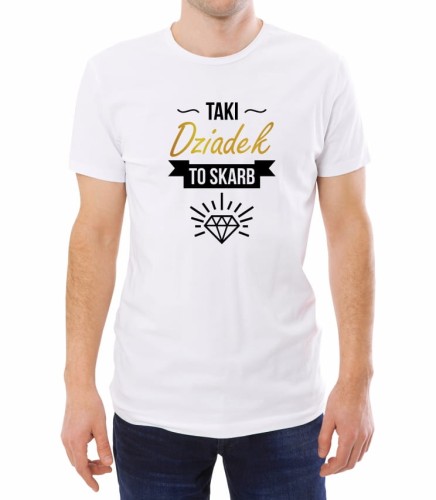 Biała koszulka męska taki dziadek to skarb