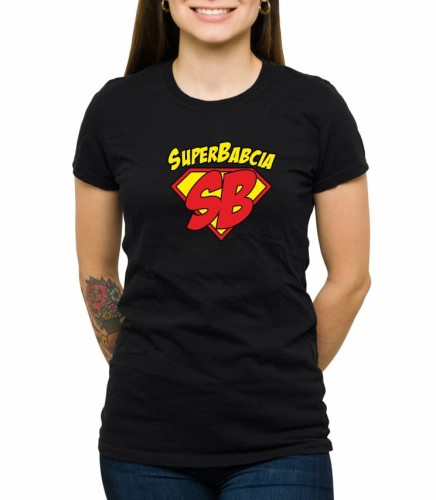 Czarna koszulka superbabcia