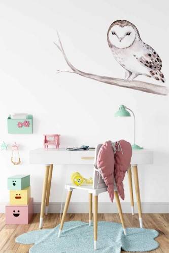 Naklejka sowa na gałęzi - wizualizacja