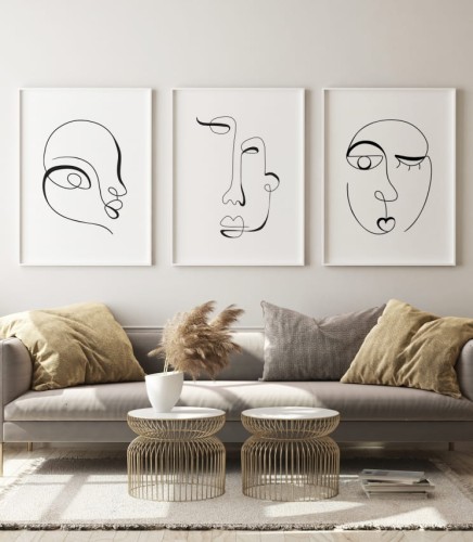 Zestaw plakatów minimalistyczne twarze