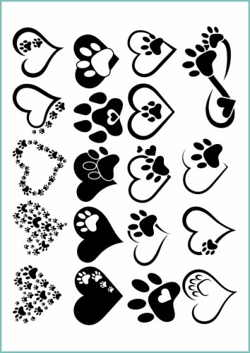 Tatuaże tymczasowe serca z łapami psów i kotów