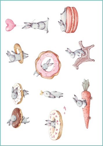 Tatuaże tymczasowe urocze króliczki