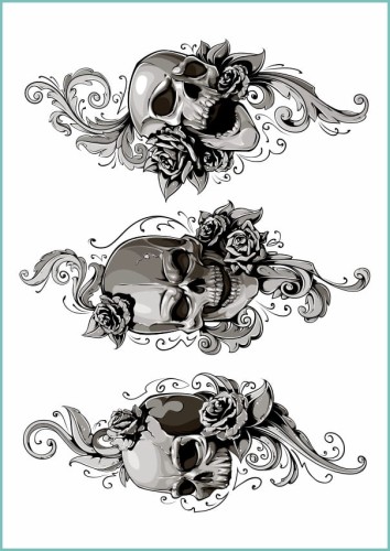 Tatuaże tymczasowe skulls with floral