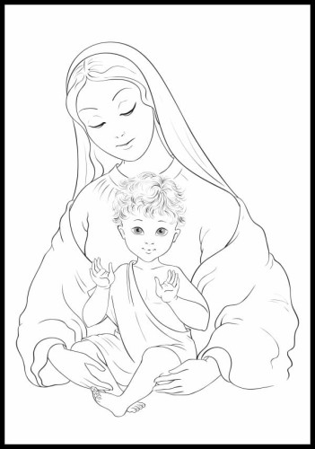 Kolorowanka Maryja z Jezusem
