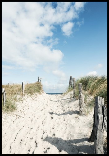 Zdjęcie piaszczystej ścieżki prowadzącej na brzeg Morza Bałtyckiego