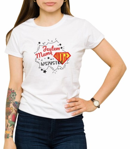 Biała koszulka jestem mamą mogę wszystko