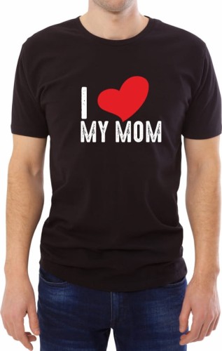 Czarna męska koszulka I love my mom 02