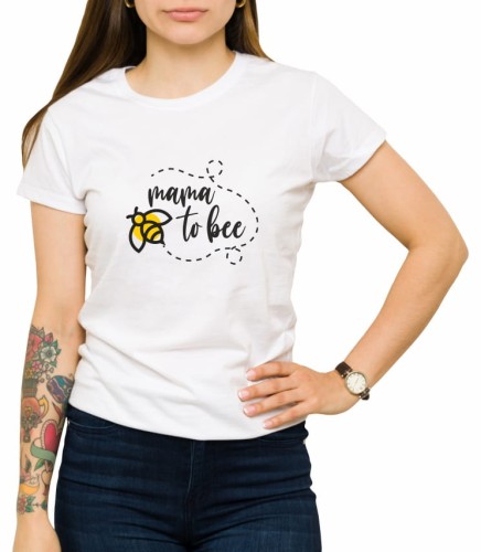 Biała koszulka mama to bee