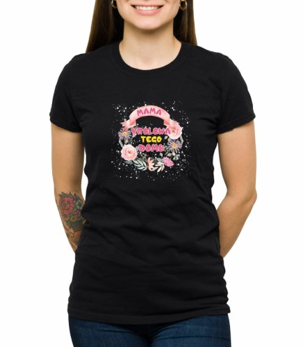 Czarna koszulka mama królowa tego domu