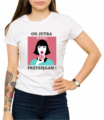 Biała koszulka idę na dietę