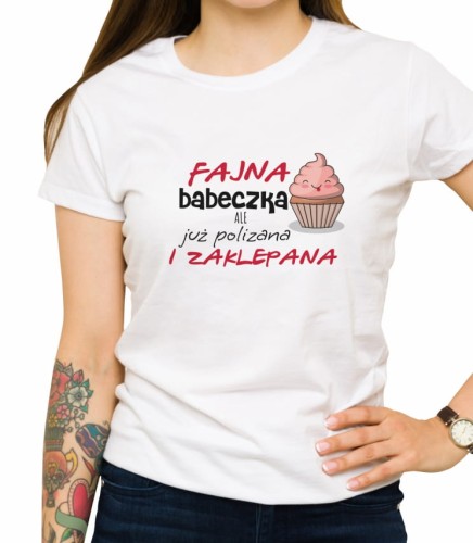 Biała koszulka fajna babeczka