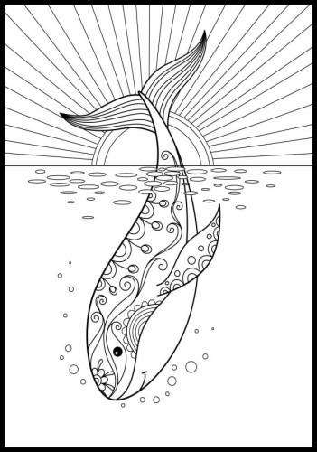 Kolorowanka płetwal w morzu