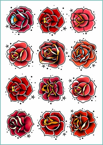 Tatuaże tymczasowe oldschool roses