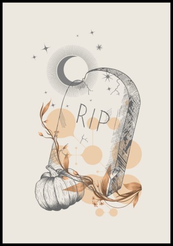 Plakat na Halloween - płyta nagrobkowa z napisem RIP