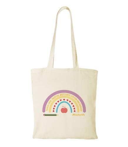 Torba bawełniana rainbow teach love inspire