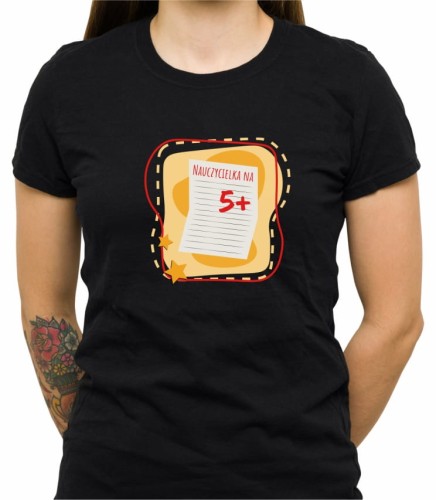 Czarna koszulka nauczycielka na 5