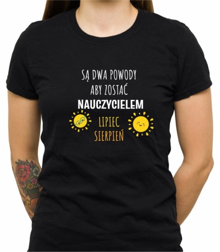 Czarna damska koszulka powody by być nauczycielem