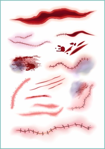 Tatuaże tymczasowe szwy blizny siniaki