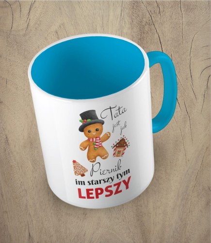 Niebieski kubek tata jest jak piernik