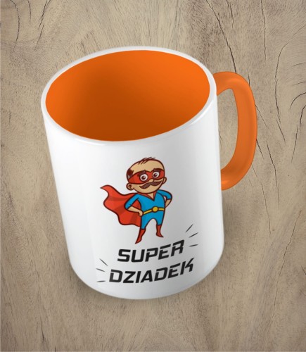 Pomarańczowy kubek super dziadek