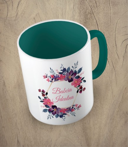 Ciemnozielony kubek babcia idealna