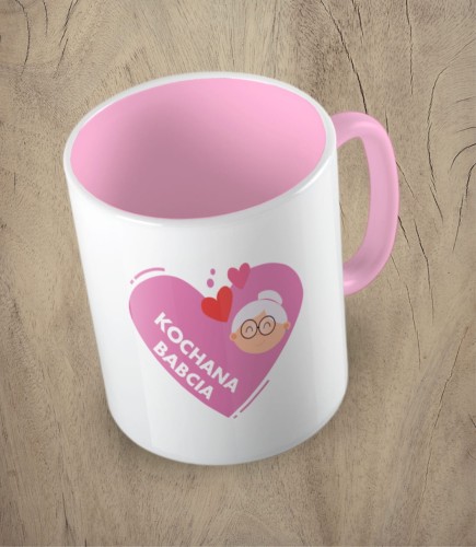Różowy kubek kochana babcia
