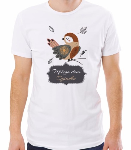 Biała męska koszulka miłego dnia dziadku