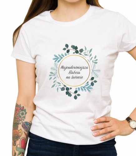 Biała damska koszulka najcudowniejsza babcia