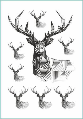 Tatuaż zmywalny z czarnym reniferem - rysunkiem wykonanym techniką kreski.