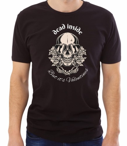 Czarna męska koszulka dead inside but it's Valentines
